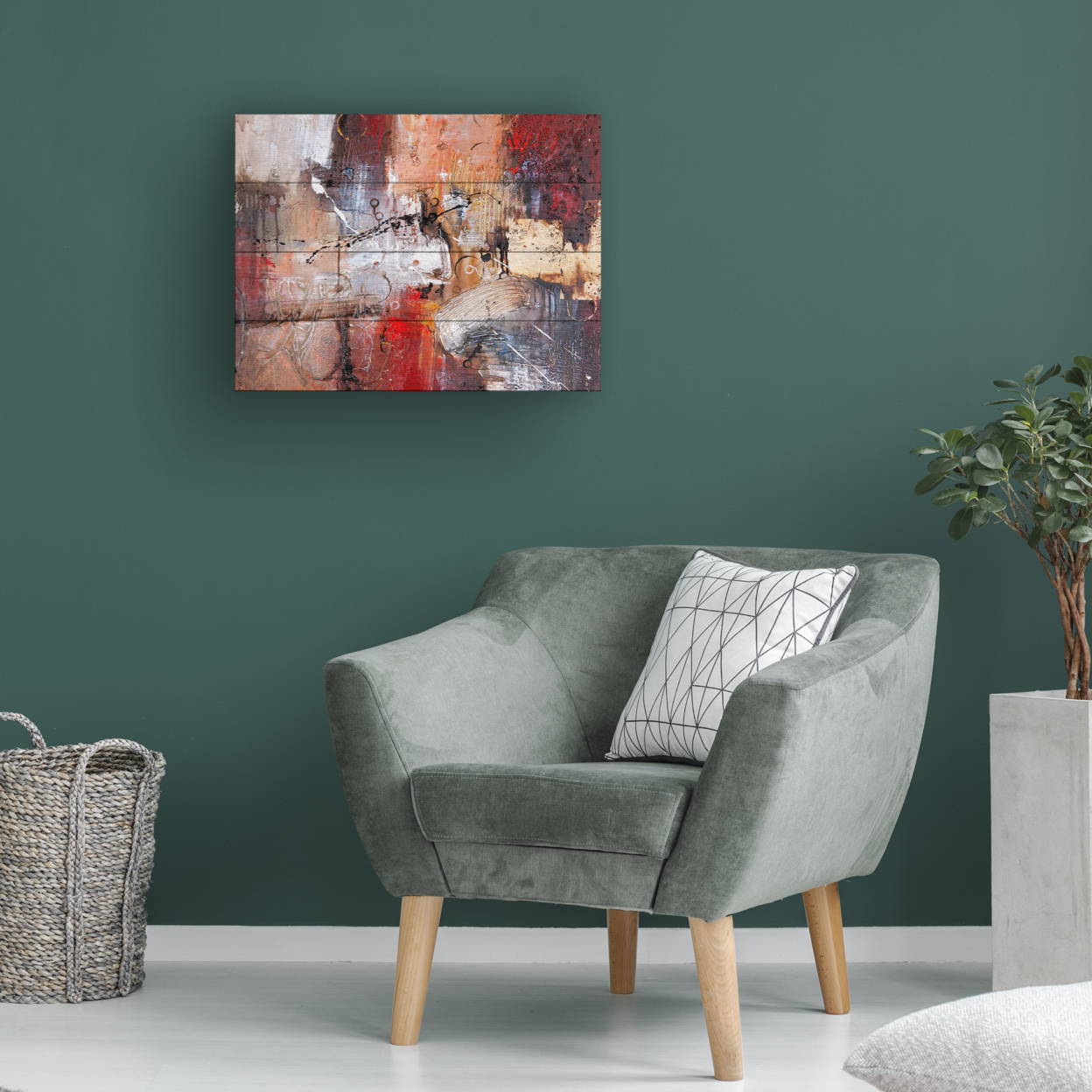 Wall Art 12 X 16 Inches Titled Cube Abstract V Ready To Hang Printed On Wooden Planks