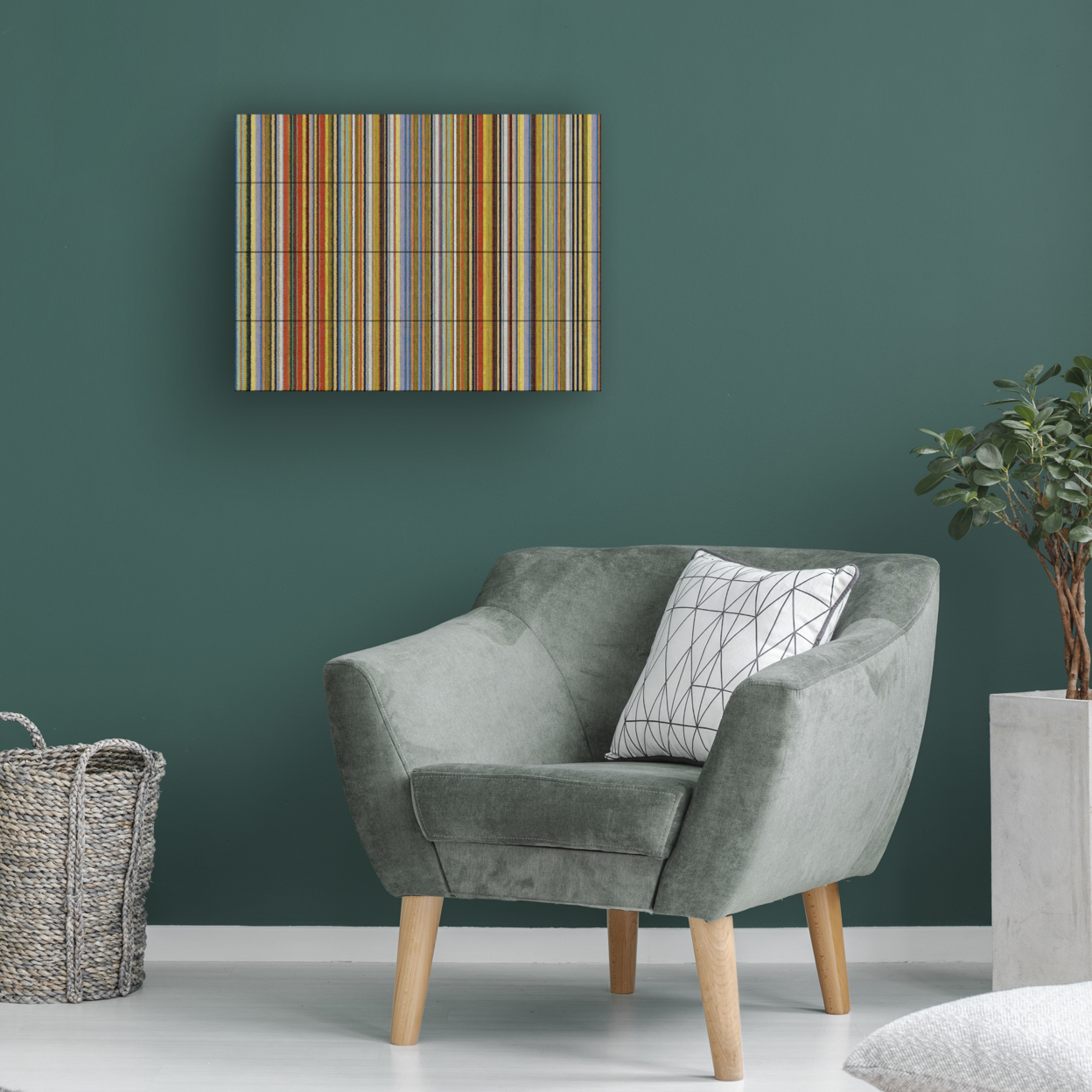 Wall Art 12 X 16 Inches Titled Comfortable Stripes VII Ready To Hang Printed On Wooden Planks