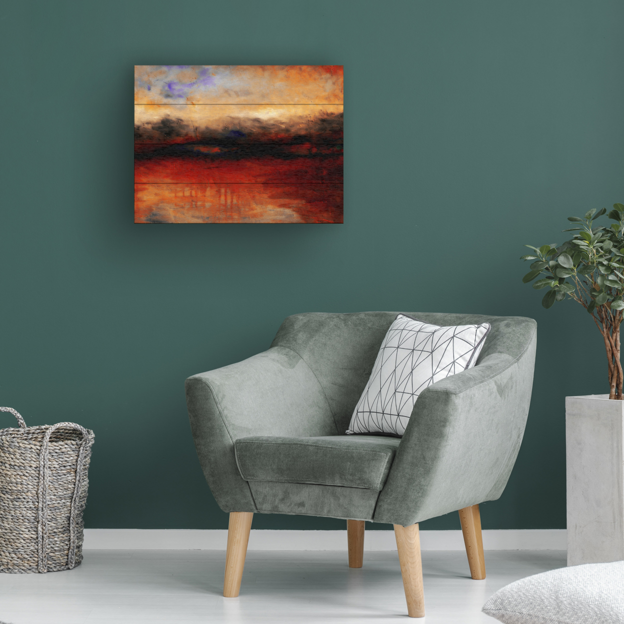 Wall Art 12 X 16 Inches Titled Red Skies At Night Ready To Hang Printed On Wooden Planks
