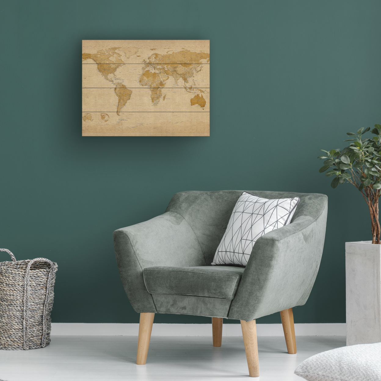 Wall Art 12 X 16 Inches Titled Antique World Map Ready To Hang Printed On Wooden Planks