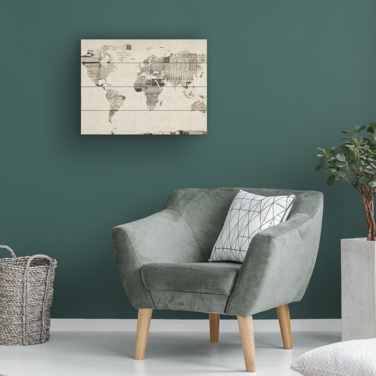 Wall Art 12 X 16 Inches Titled Vintage Postcards World Map Ready To Hang Printed On Wooden Planks