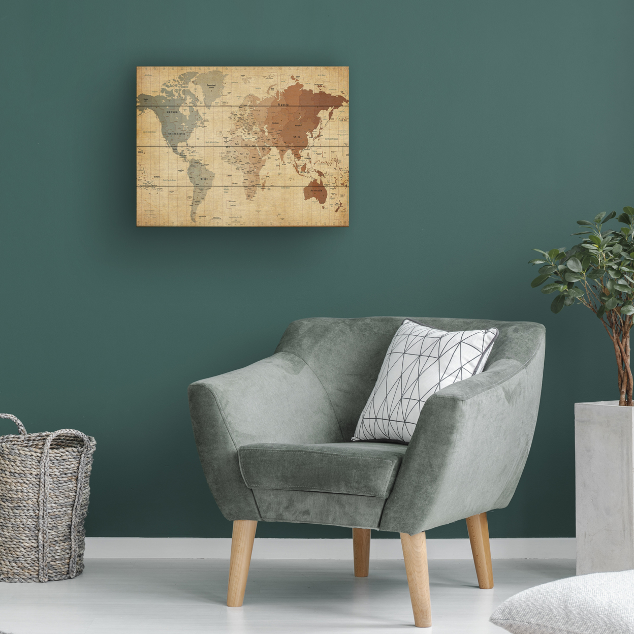 Wall Art 12 X 16 Inches Titled Time Zones Map Of The World Ready To Hang Printed On Wooden Planks