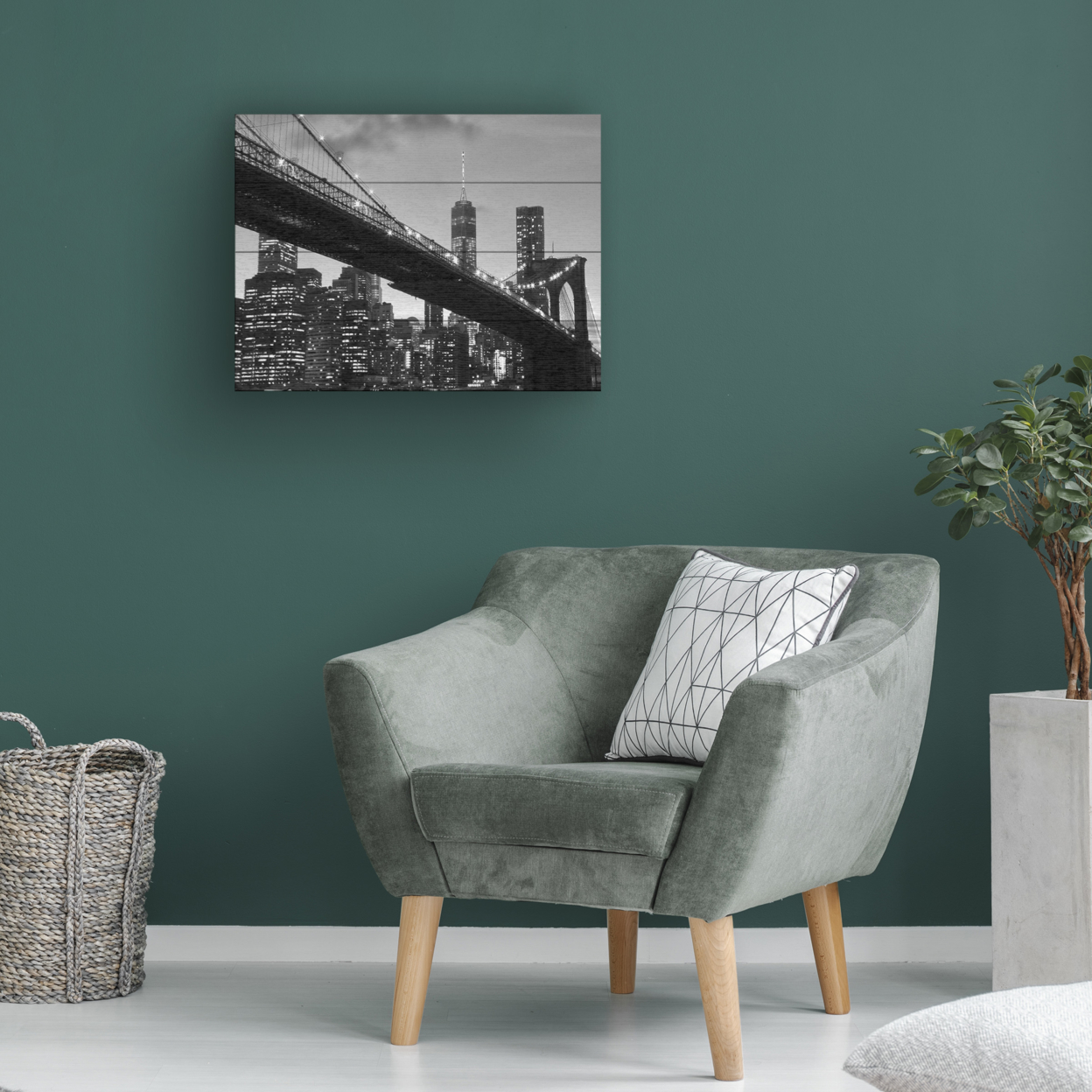 Wall Art 12 X 16 Inches Titled Brooklyn Bridge 5 Ready To Hang Printed On Wooden Planks
