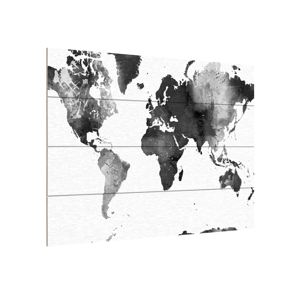 Wall Art 12 X 16 Inches Titled World Map BG-1 Ready To Hang Printed On Wooden Planks