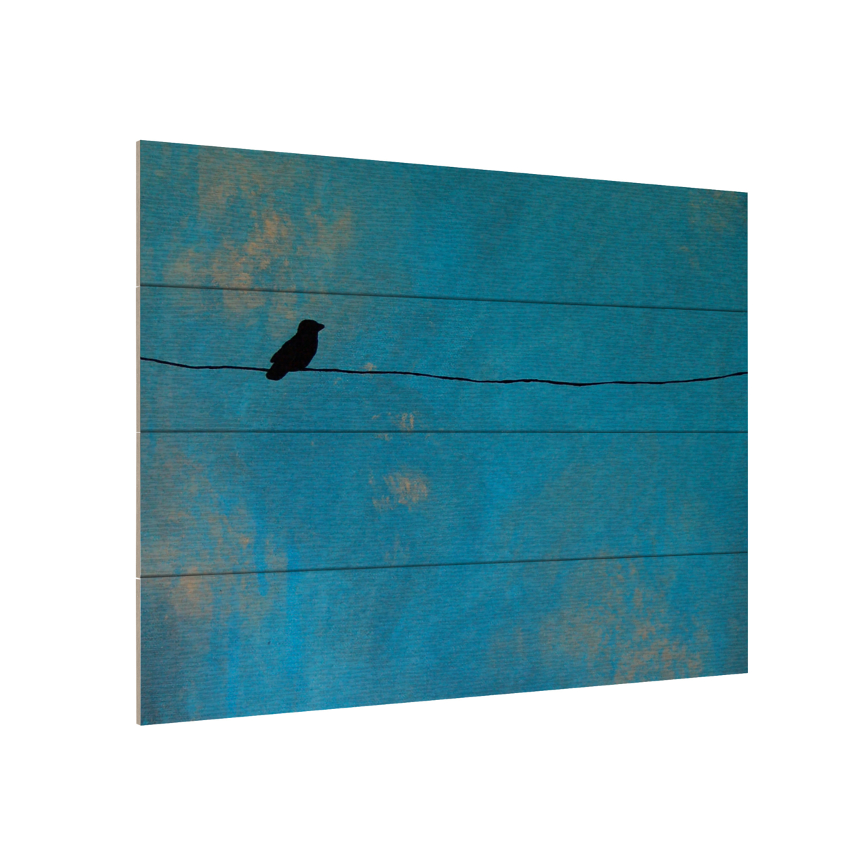Wall Art 12 X 16 Inches Titled Lone Bird Blue Ready To Hang Printed On Wooden Planks