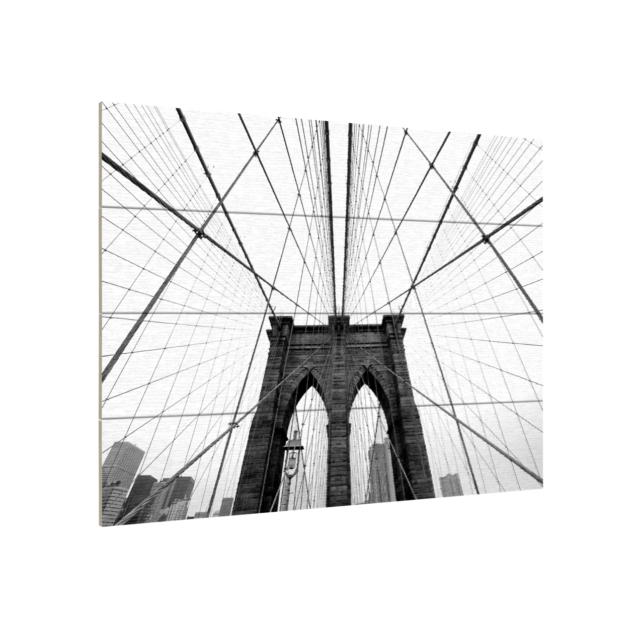 Wall Art 12 X 16 Inches Titled NYC Brooklyn Bridge Ready To Hang Printed On Wooden Planks