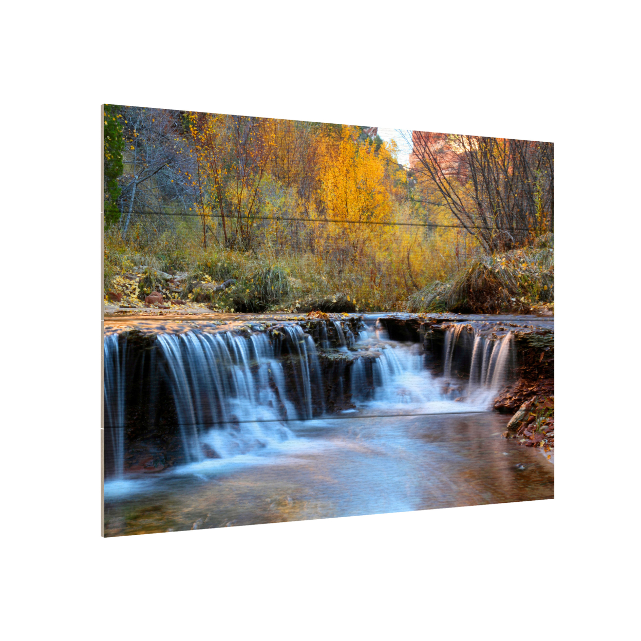 Wall Art 12 X 16 Inches Titled Zion Autumn Ready To Hang Printed On Wooden Planks