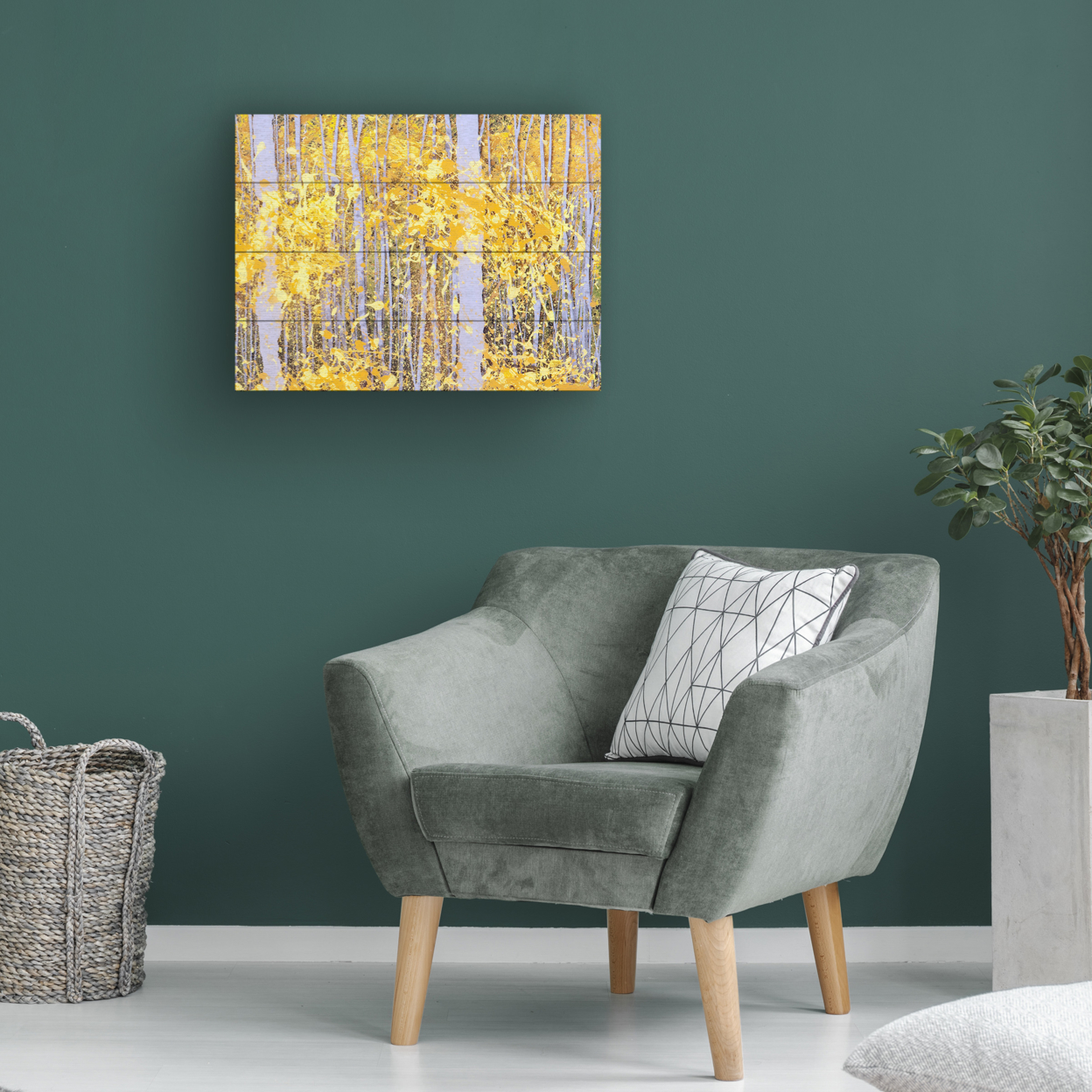 Wall Art 12 X 16 Inches Titled PanorAspens Grey Forest Ready To Hang Printed On Wooden Planks