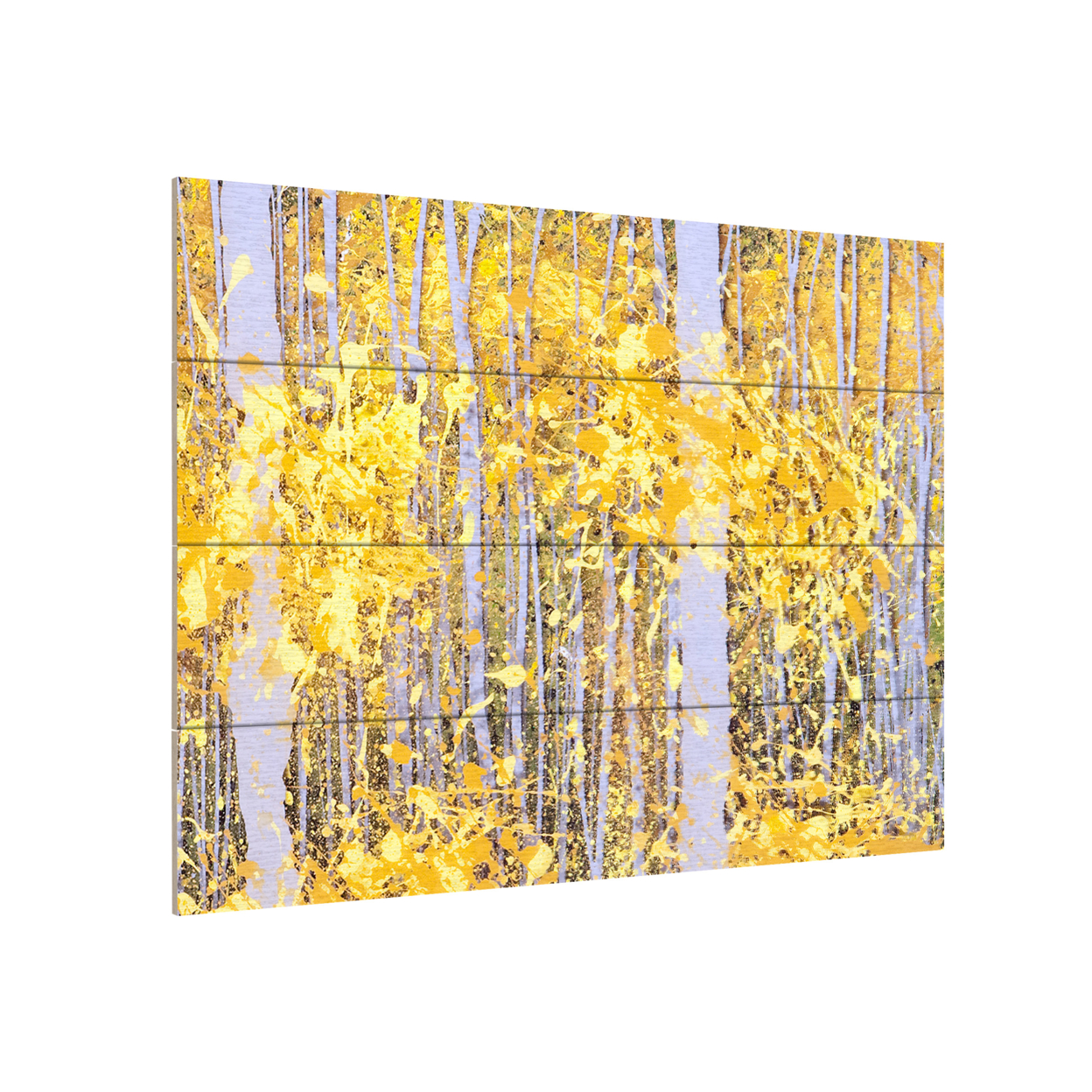 Wall Art 12 X 16 Inches Titled PanorAspens Grey Forest Ready To Hang Printed On Wooden Planks