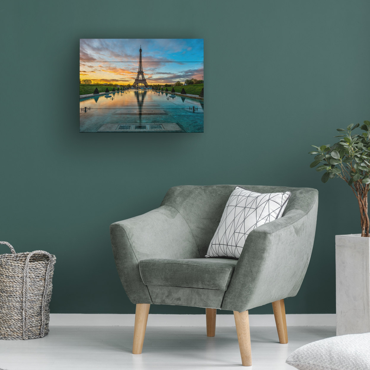 Wall Art 12 X 16 Inches Titled Sunrise In Paris Ready To Hang Printed On Wooden Planks