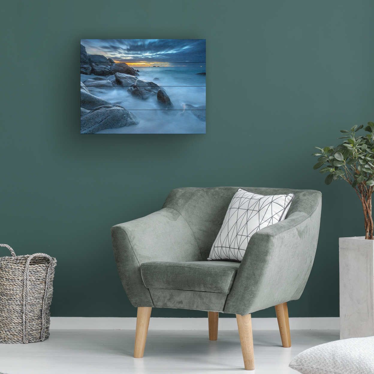 Wall Art 12 X 16 Inches Titled Blue Hour For A Blue Ocean Ready To Hang Printed On Wooden Planks