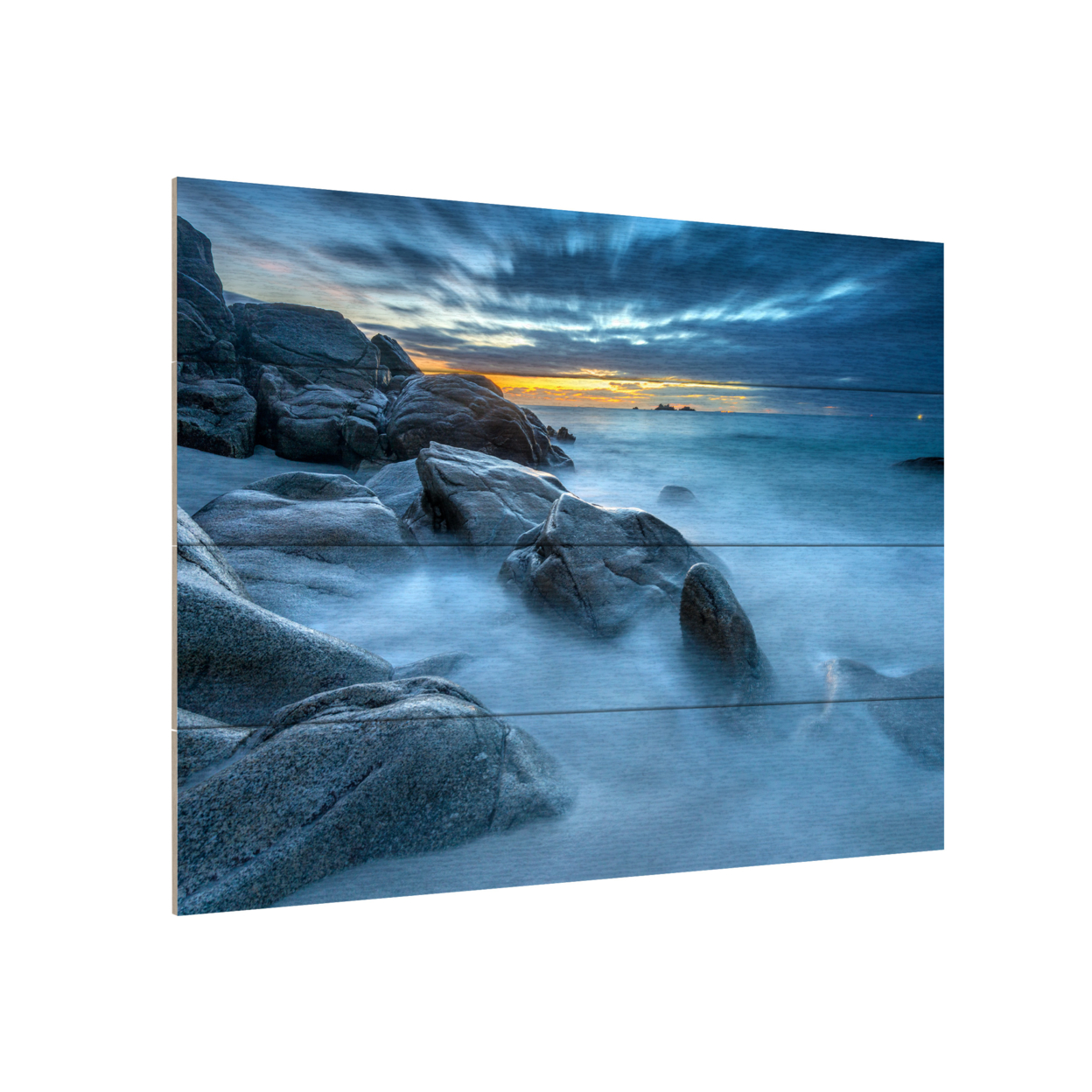 Wall Art 12 X 16 Inches Titled Blue Hour For A Blue Ocean Ready To Hang Printed On Wooden Planks