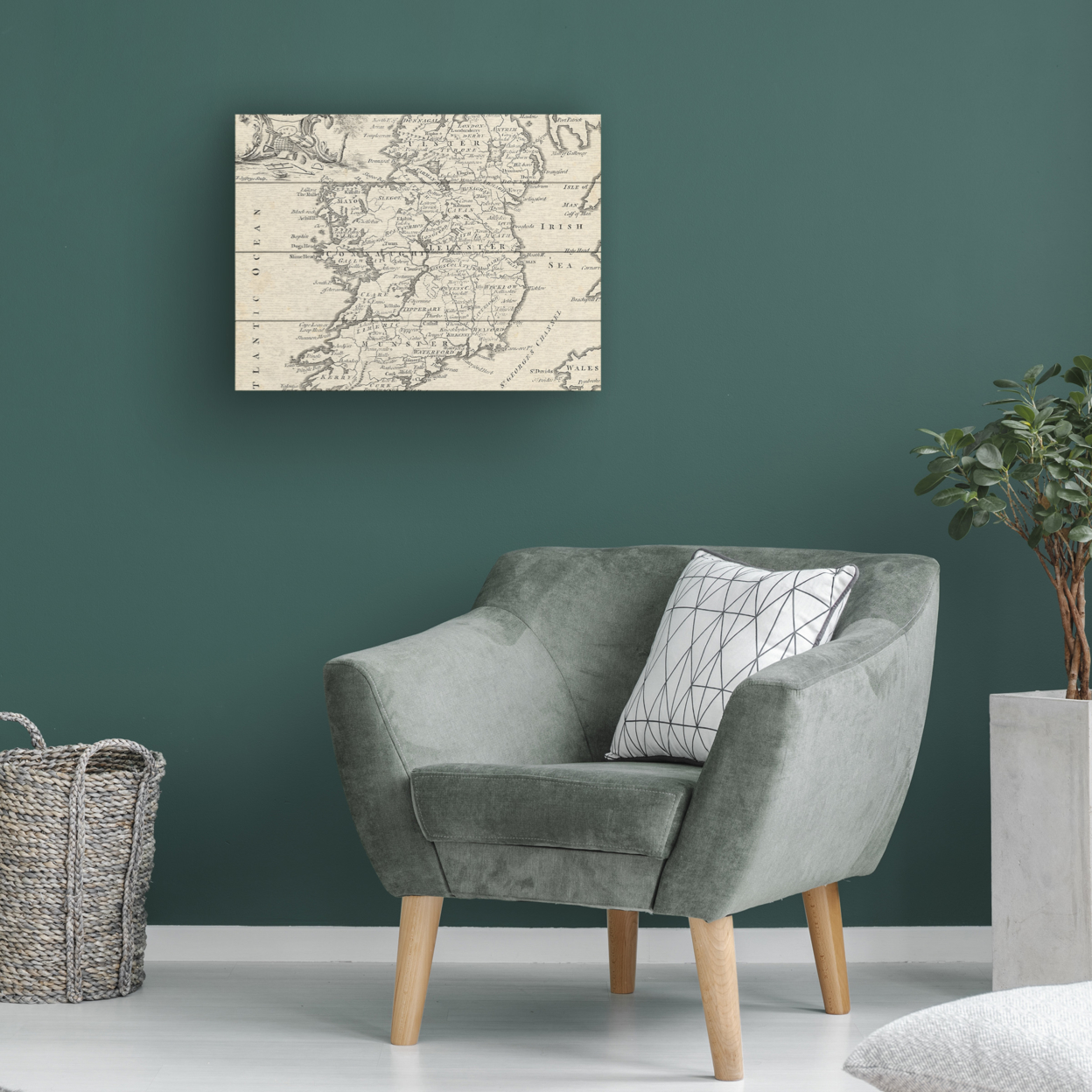 Wall Art 12 X 16 Inches Titled Map Of Ireland Ready To Hang Printed On Wooden Planks