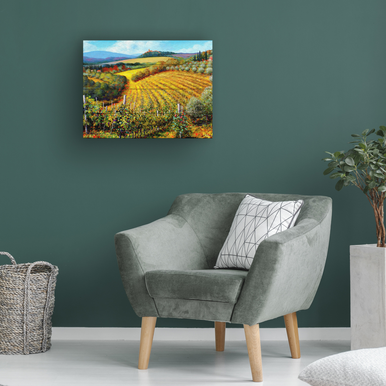 Wall Art 12 X 16 Inches Titled Chianti Vineyards Ready To Hang Printed On Wooden Planks