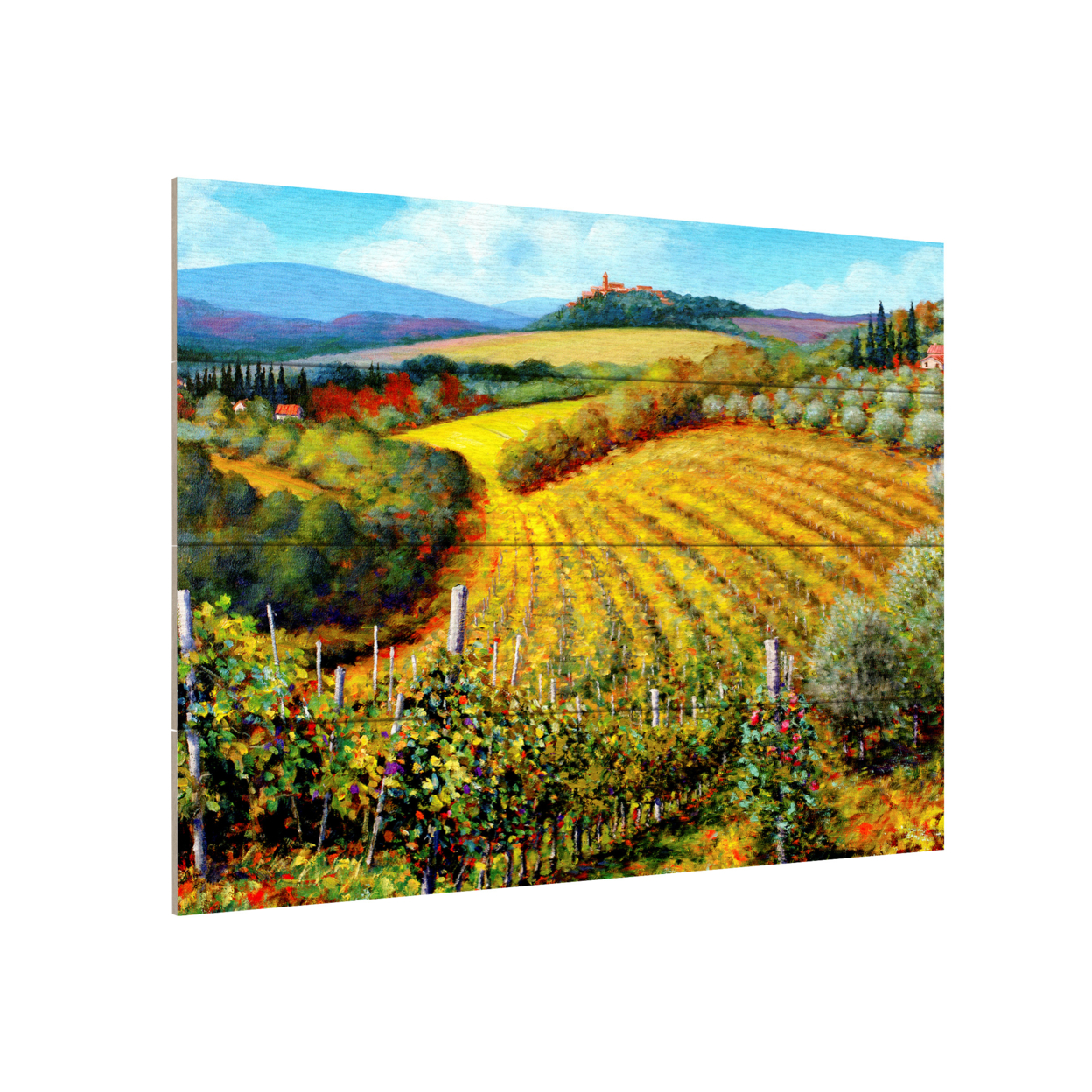 Wall Art 12 X 16 Inches Titled Chianti Vineyards Ready To Hang Printed On Wooden Planks