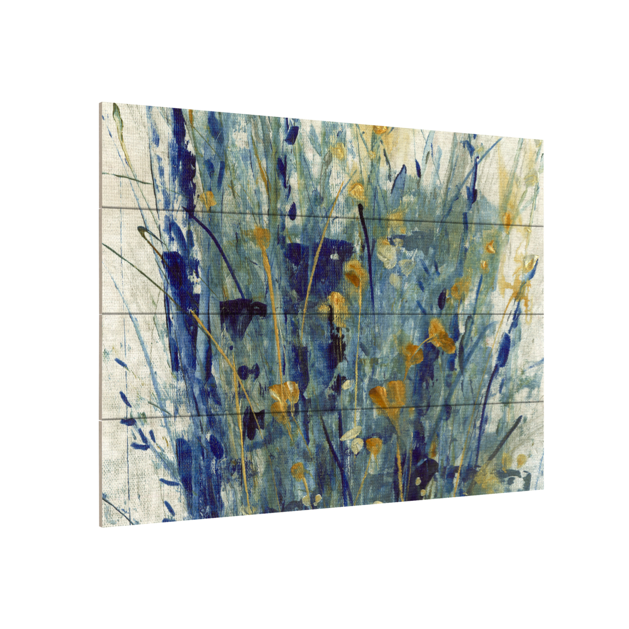 Wall Art 12 X 16 Inches Titled Indigo Floral Ii Ready To Hang Printed On Wooden Planks