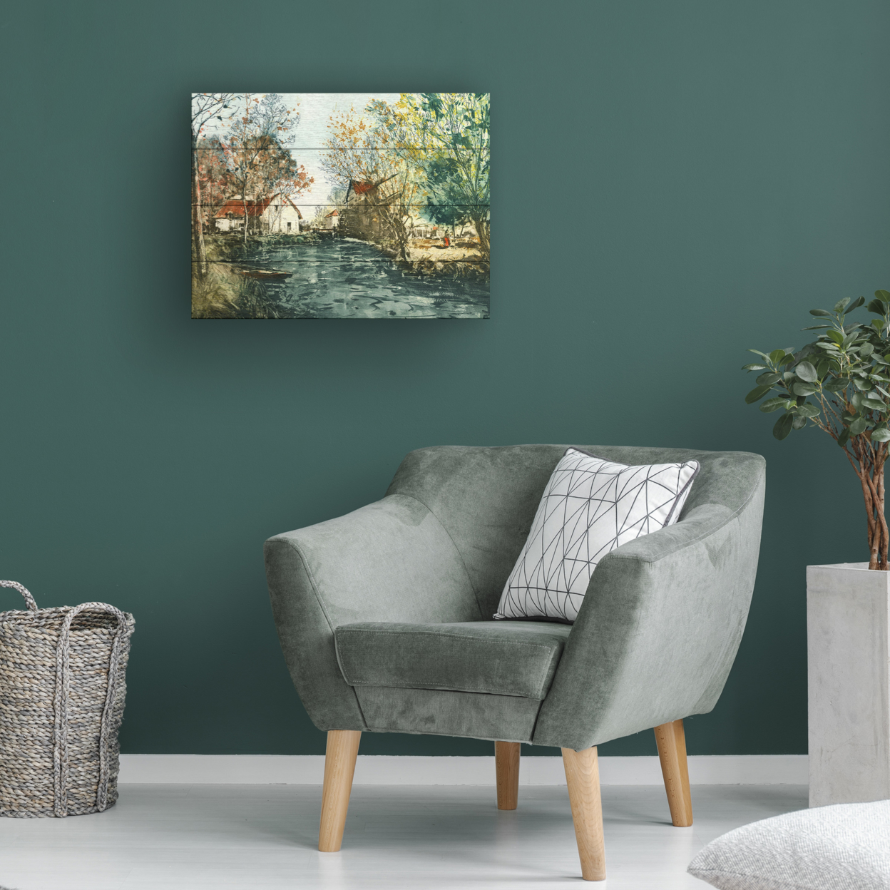 Wall Art 12 X 16 Inches Titled Autumn Landscape Iii Ready To Hang Printed On Wooden Planks