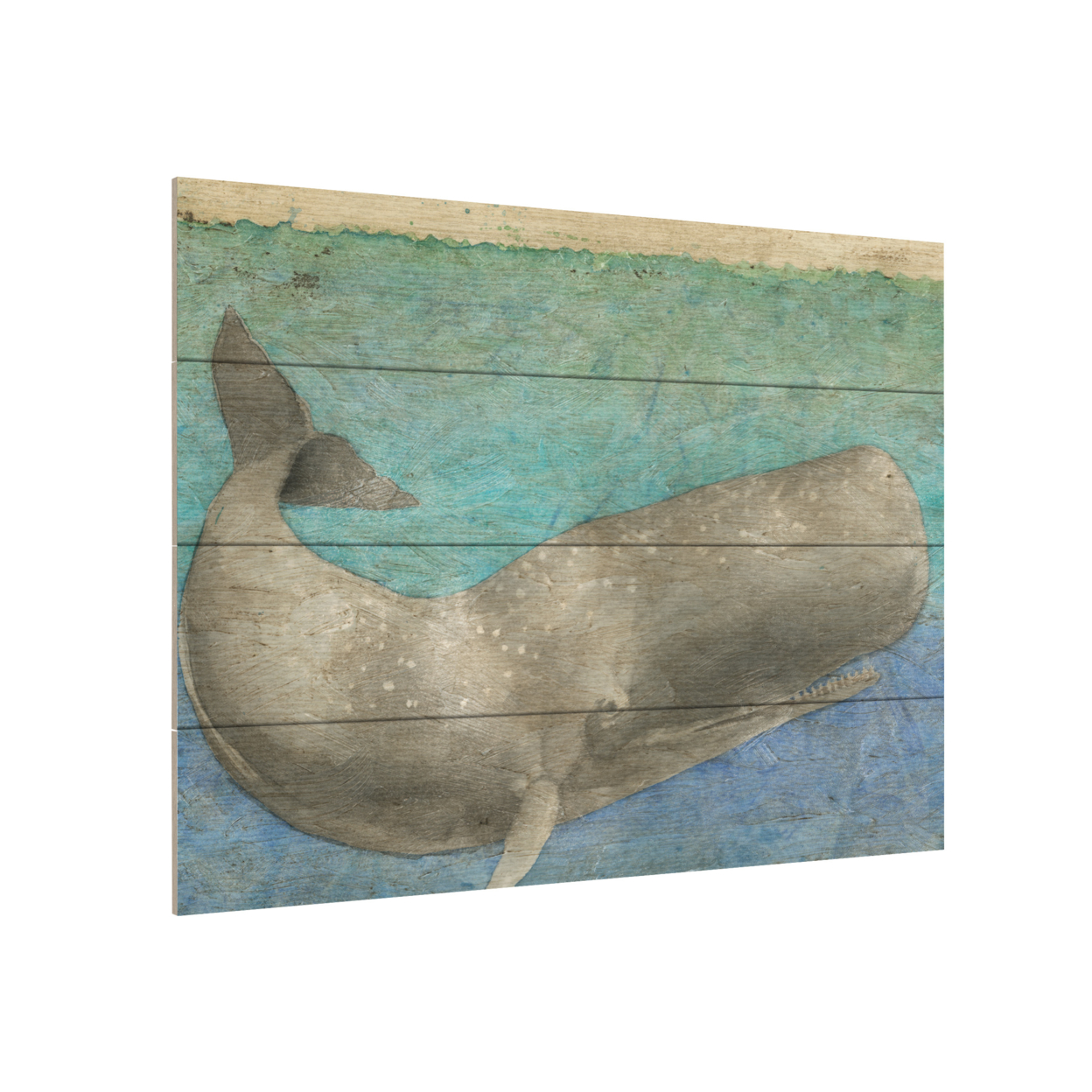 Wall Art 12 X 16 Inches Titled Diving Whale Ii Ready To Hang Printed On Wooden Planks