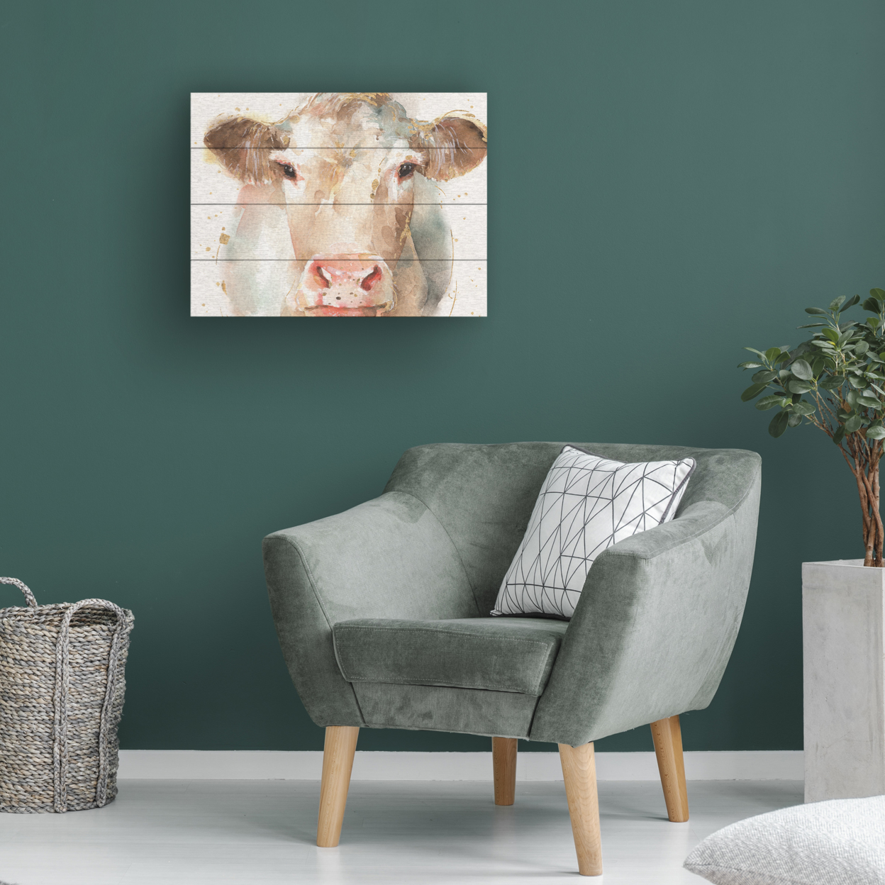 Wall Art 12 X 16 Inches Titled Farm Friends II Ready To Hang Printed On Wooden Planks