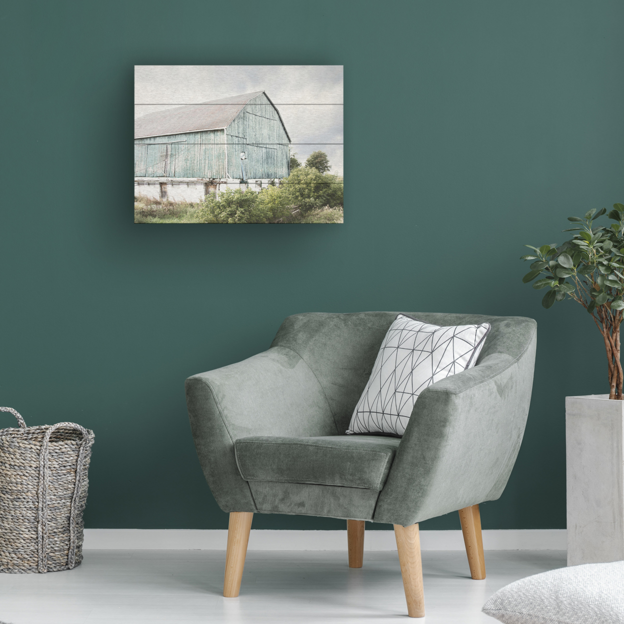 Wall Art 12 X 16 Inches Titled Late Summer Barn I Crop Ready To Hang Printed On Wooden Planks