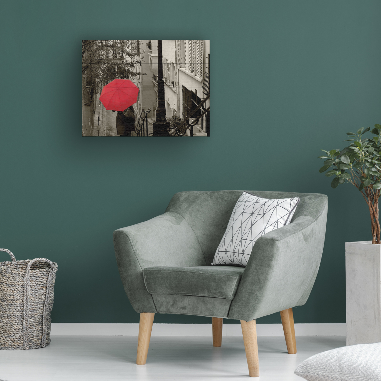 Wall Art 12 X 16 Inches Titled Paris Stroll II Ready To Hang Printed On Wooden Planks