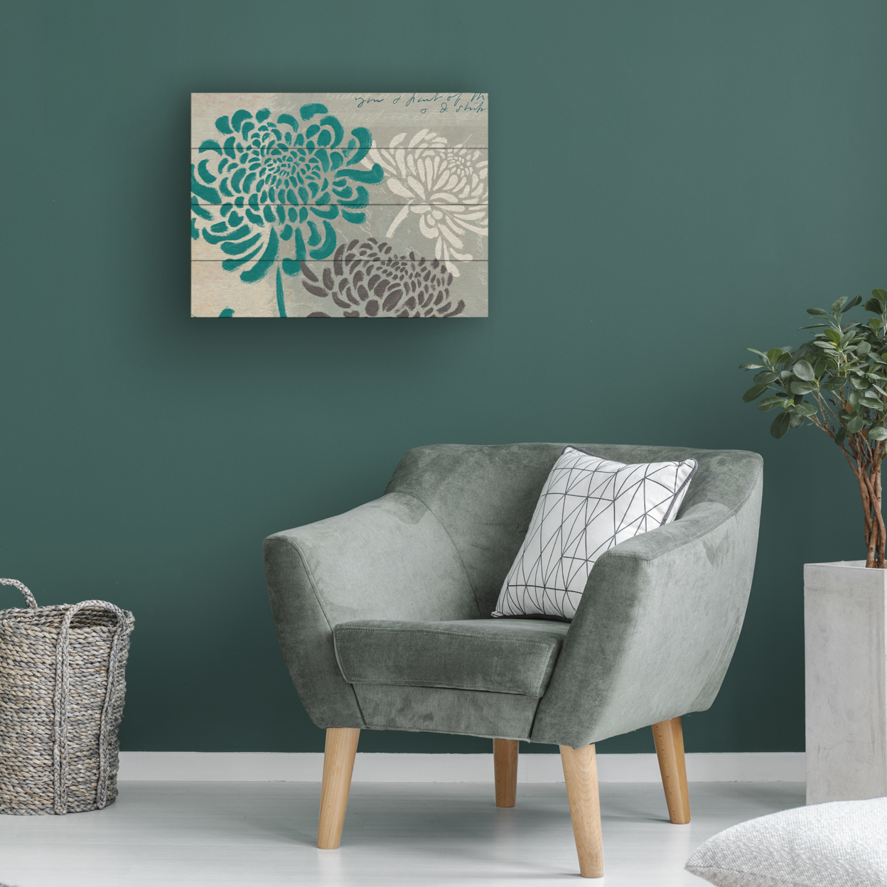 Wall Art 12 X 16 Inches Titled Chrysanthemums I Ready To Hang Printed On Wooden Planks