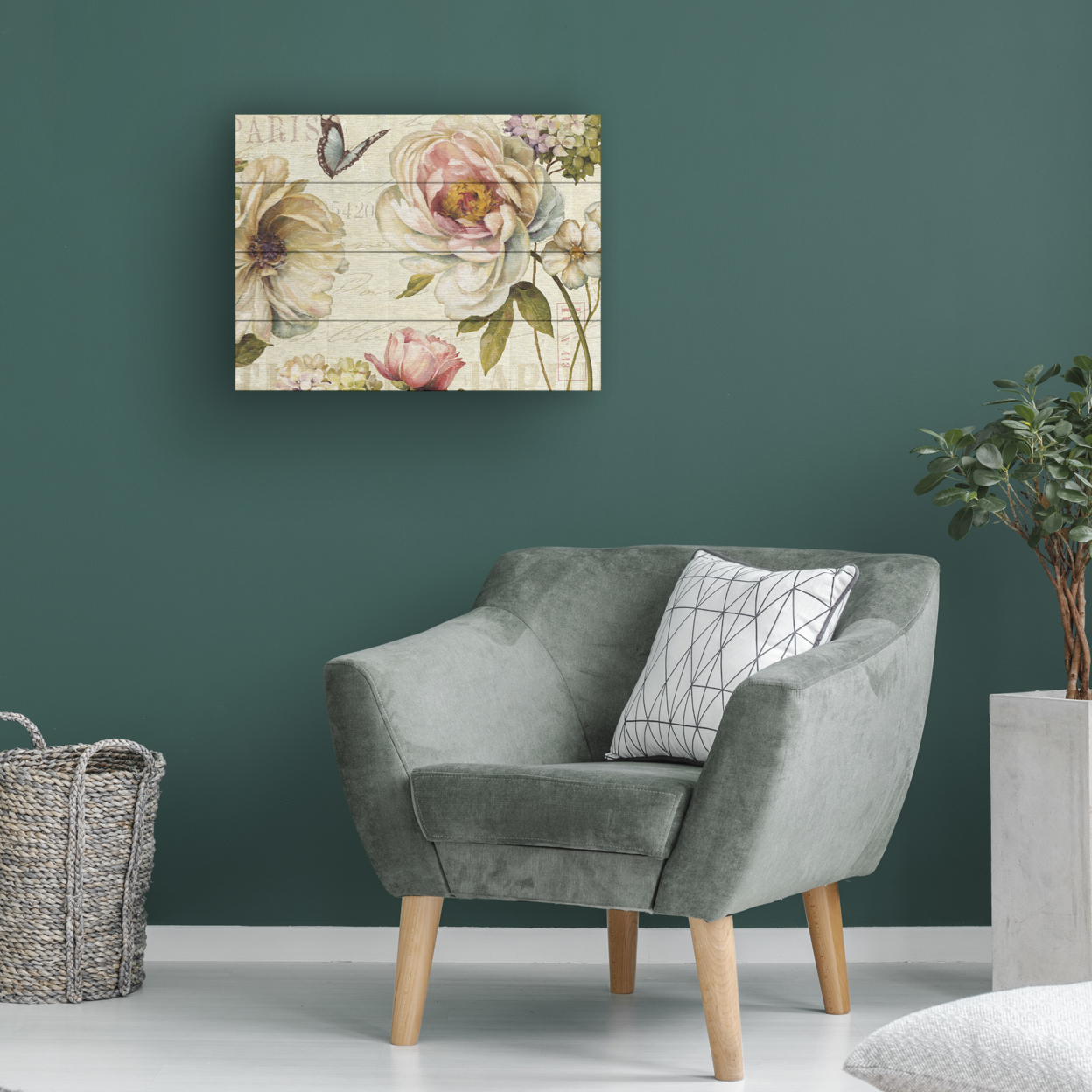 Wall Art 12 X 16 Inches Titled Marche De Fleurs IV Ready To Hang Printed On Wooden Planks