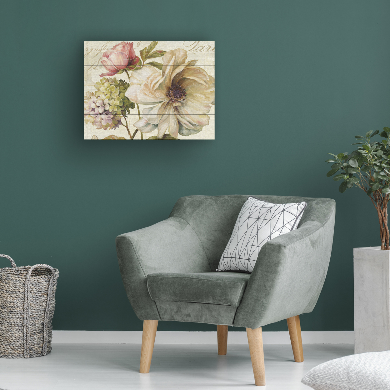 Wall Art 12 X 16 Inches Titled Marche De Fleurs II Ready To Hang Printed On Wooden Planks