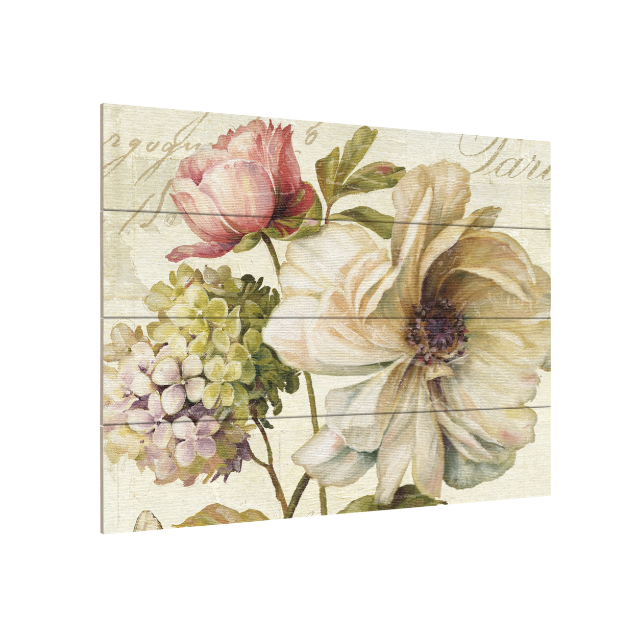 Wall Art 12 X 16 Inches Titled Marche De Fleurs II Ready To Hang Printed On Wooden Planks