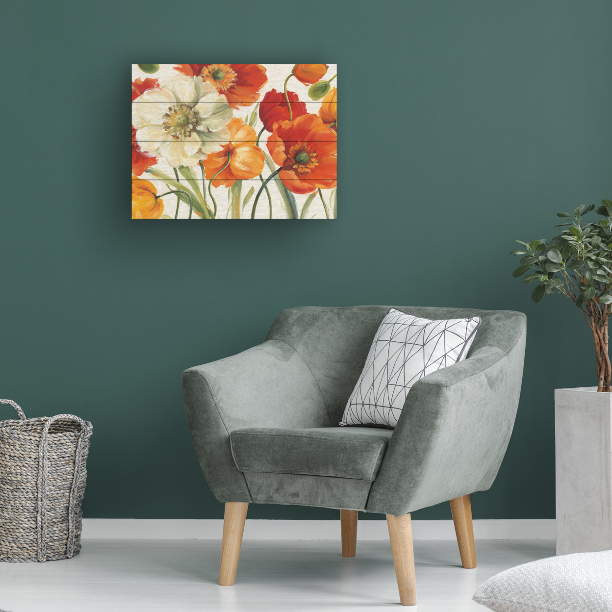 Wall Art 12 X 16 Inches Titled Poppies Melody I Ready To Hang Printed On Wooden Planks
