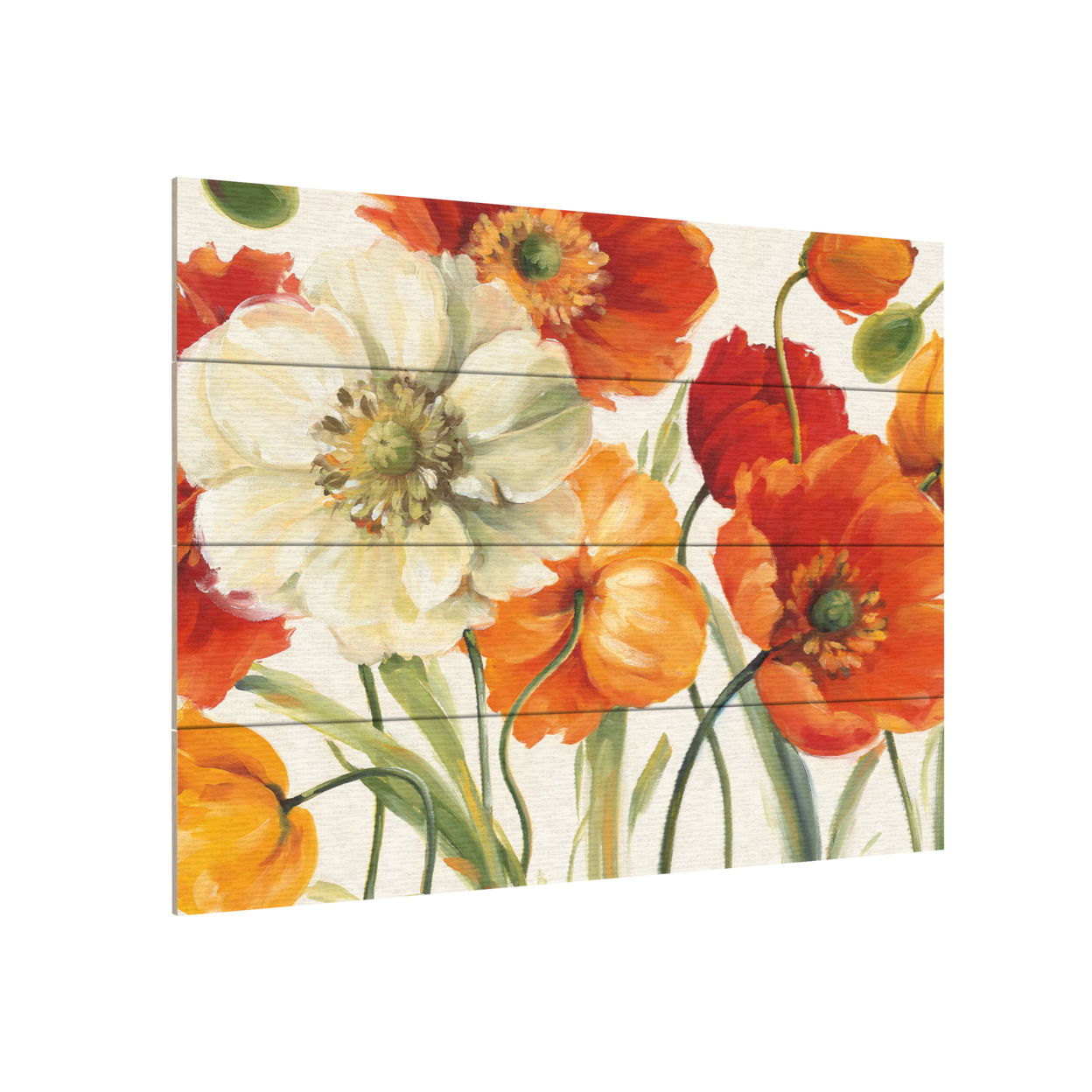 Wall Art 12 X 16 Inches Titled Poppies Melody I Ready To Hang Printed On Wooden Planks