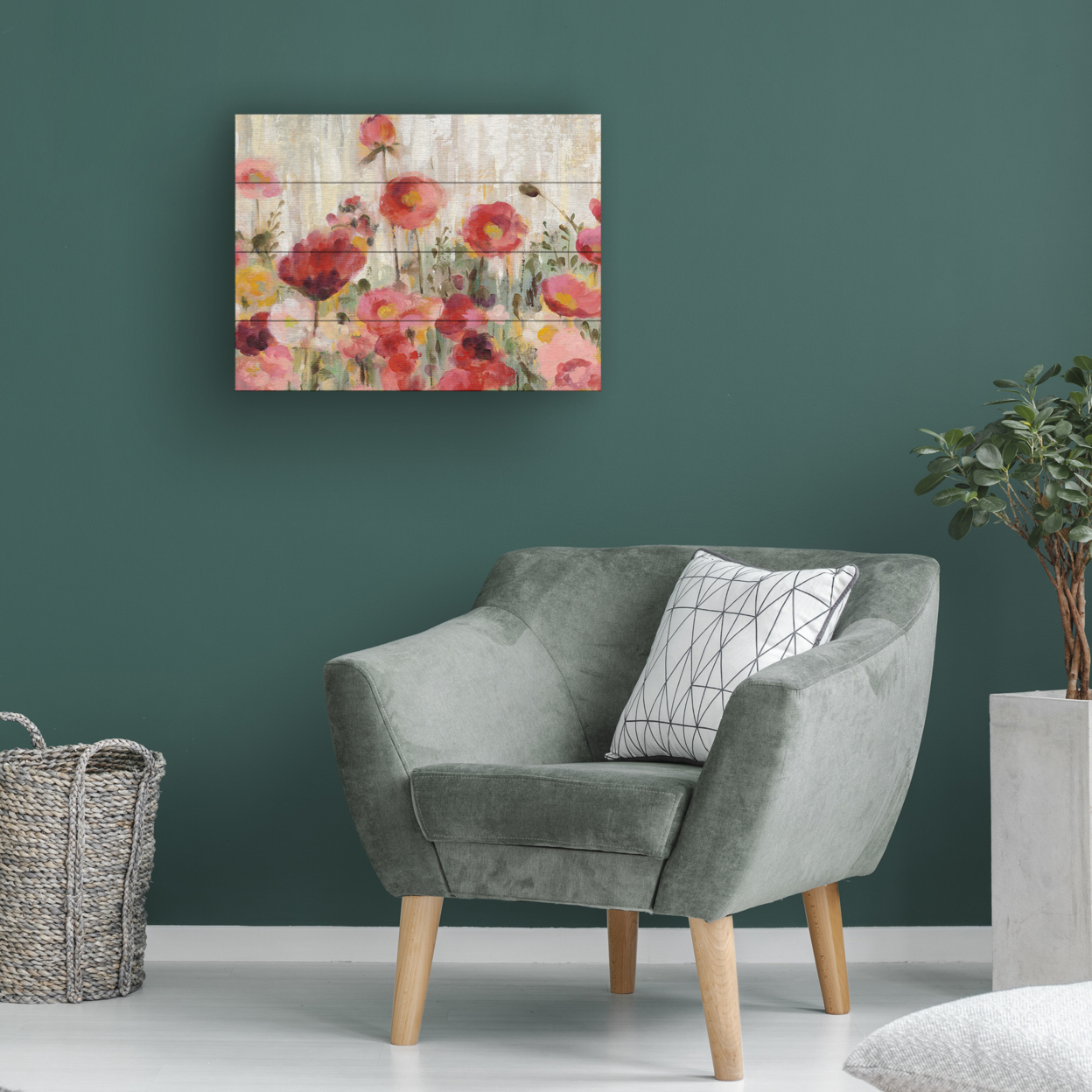 Wall Art 12 X 16 Inches Titled Sprinkled Flowers Crop Ready To Hang Printed On Wooden Planks