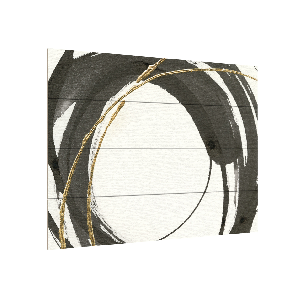 Wall Art 12 X 16 Inches Titled Gilded Enso IV Ready To Hang Printed On Wooden Planks