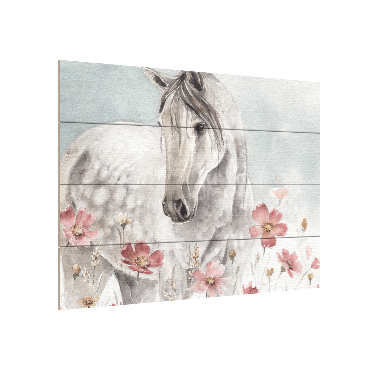 Wall Art 12 X 16 Inches Titled Wild Horses I Ready To Hang Printed On Wooden Planks