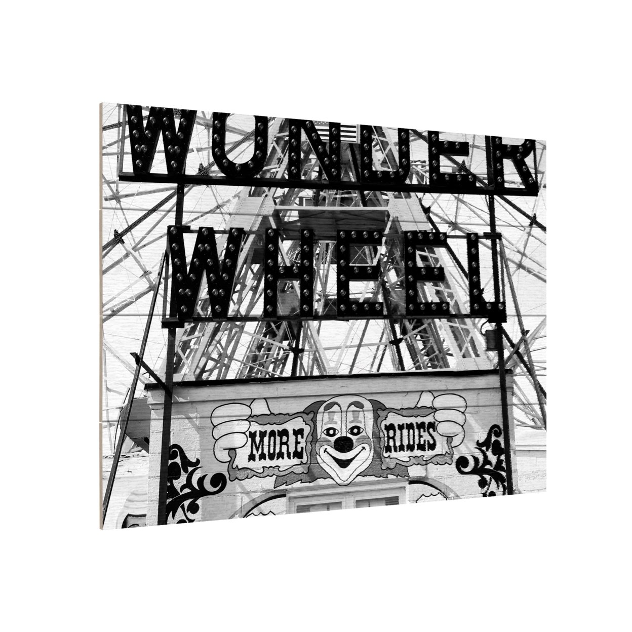 Wall Art 12 X 16 Inches Titled Coney Island Wonder Wheel This Way Ready To Hang Printed On Wooden Planks