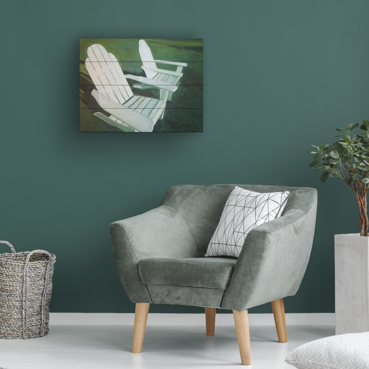 Wall Art 12 X 16 Inches Titled Lawn Chairs Ready To Hang Printed On Wooden Planks