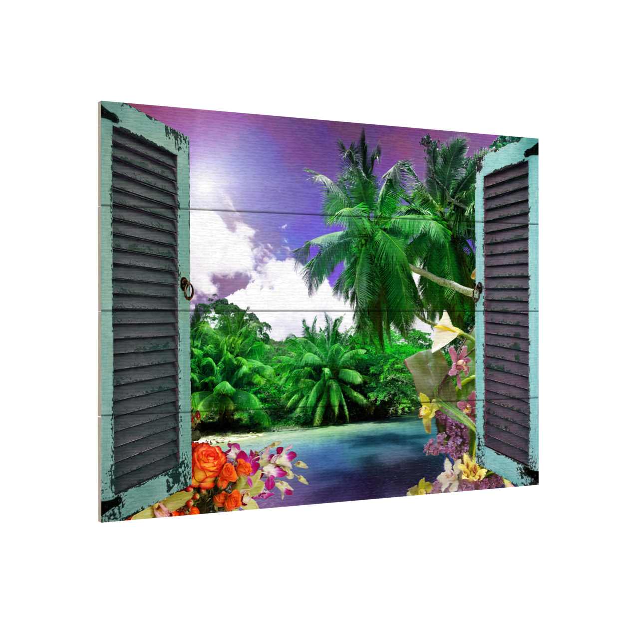 Wall Art 12 X 16 Inches Titled Window To Paradise I Ready To Hang Printed On Wooden Planks