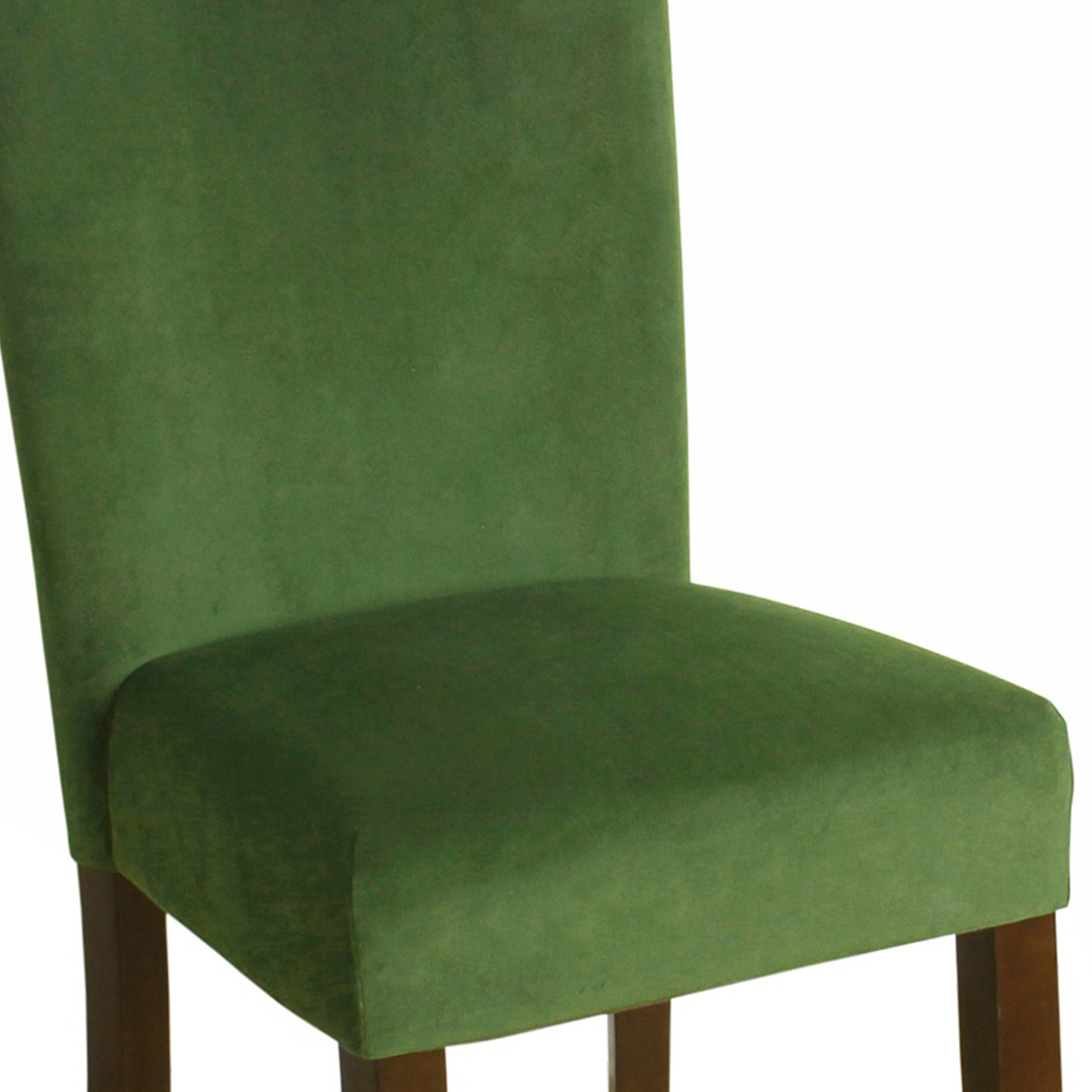 Velvet Upholstered Parson Dining Chair With Wooden Legs, Green And Brown, Set Of Two- Saltoro Sherpi