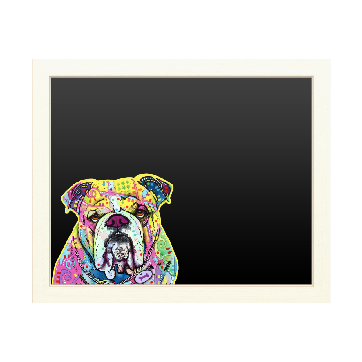 16 X 20 Chalk Board With Printed Artwork - Dean Russo The Bulldog White Board - Ready To Hang Chalkboard