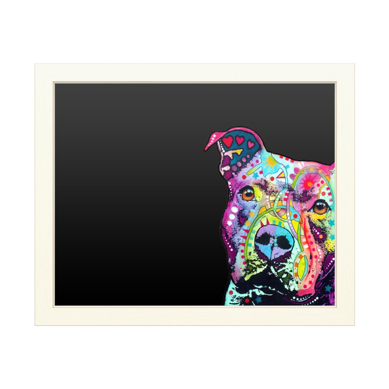 16 X 20 Chalk Board With Printed Artwork - Dean Russo Thoughtful Pitbull White Board - Ready To Hang Chalkboard