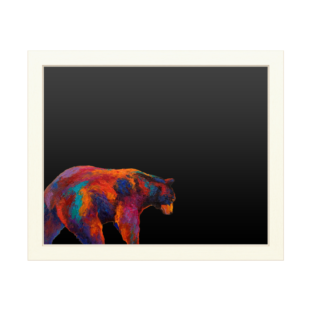 16 X 20 Chalk Board With Printed Artwork - Marion Rose Daily Rounds Black Bear White Board - Ready To Hang Chalkboard