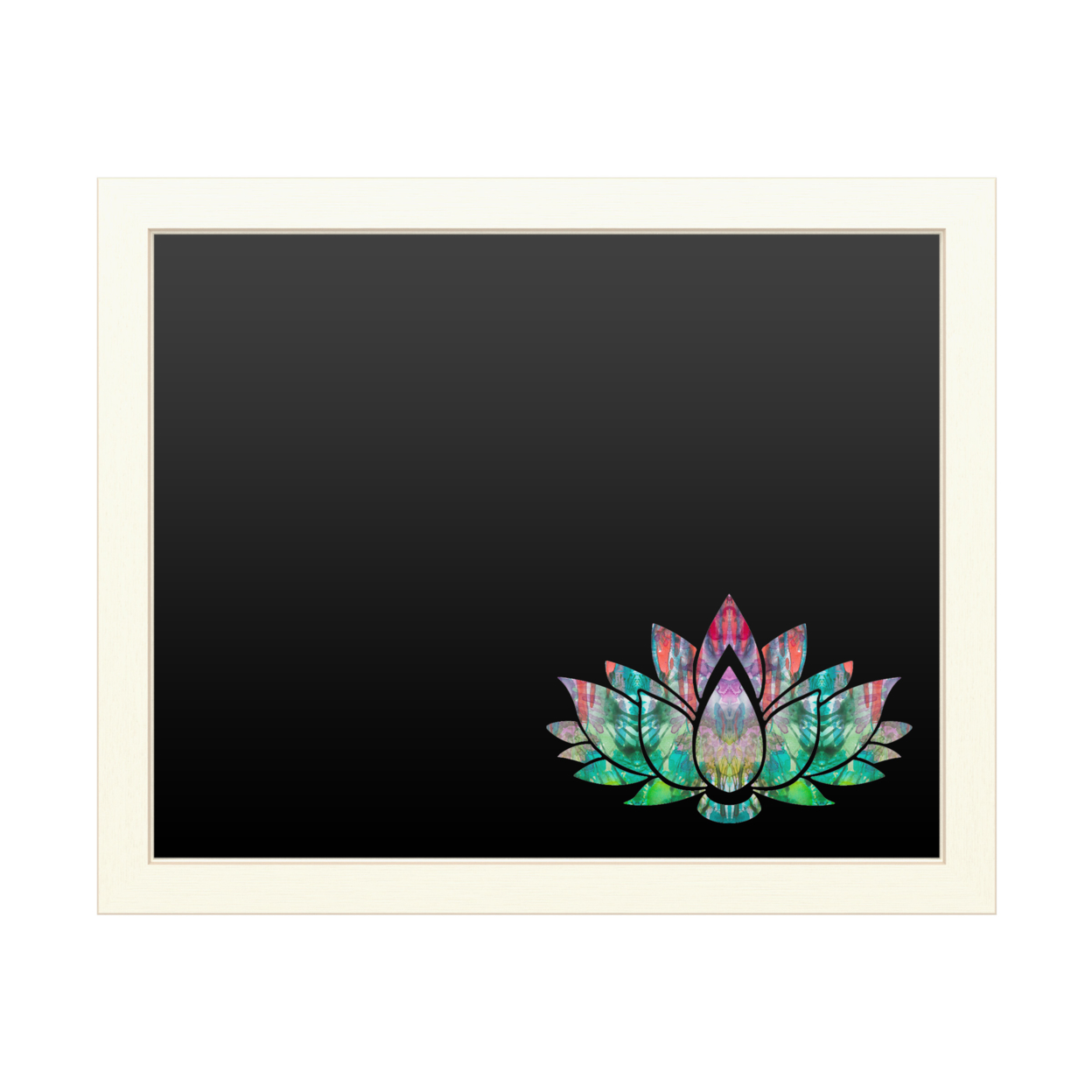 16 X 20 Chalk Board With Printed Artwork - Dean Russo Lotus Flower White Board - Ready To Hang Chalkboard