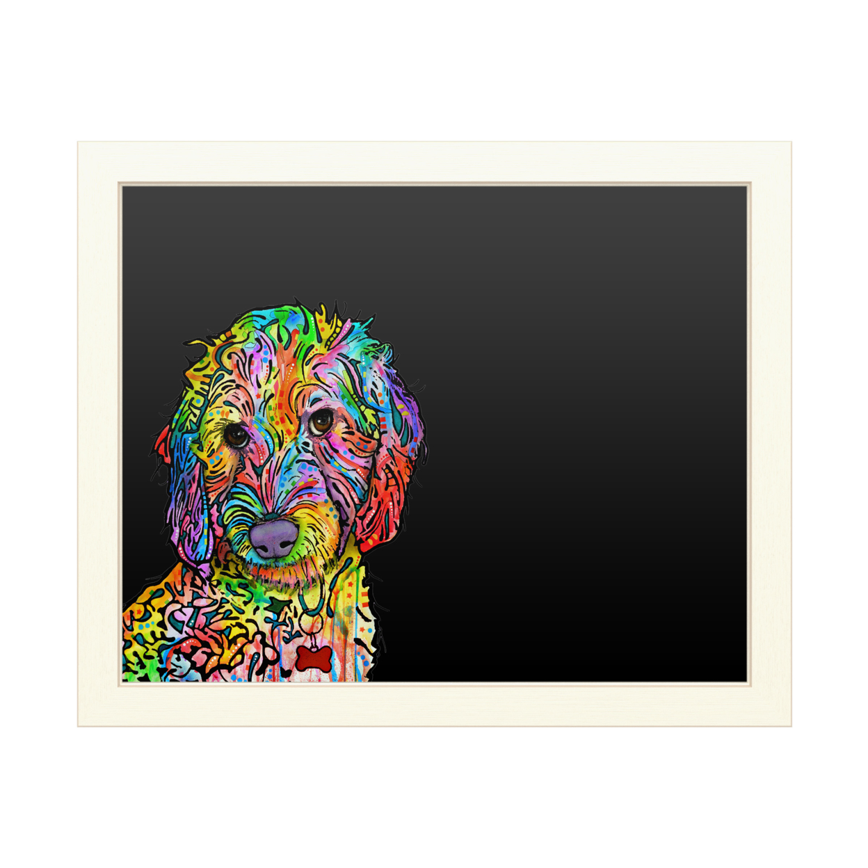 16 X 20 Chalk Board With Printed Artwork - Dean Russo Sweet Poodle White Board - Ready To Hang Chalkboard