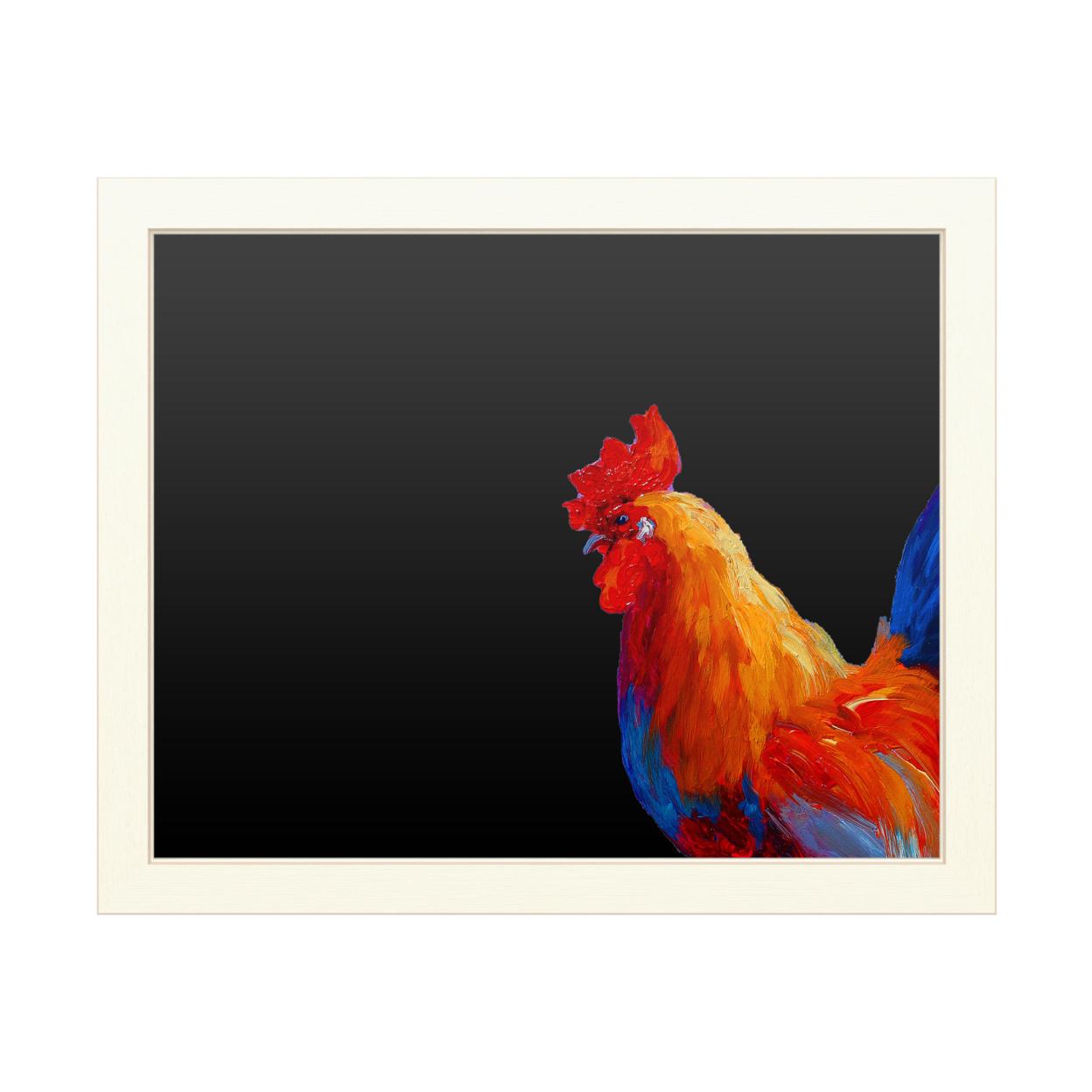 16 X 20 Chalk Board With Printed Artwork - Marion Rose Rooster Bob 1 White Board - Ready To Hang Chalkboard
