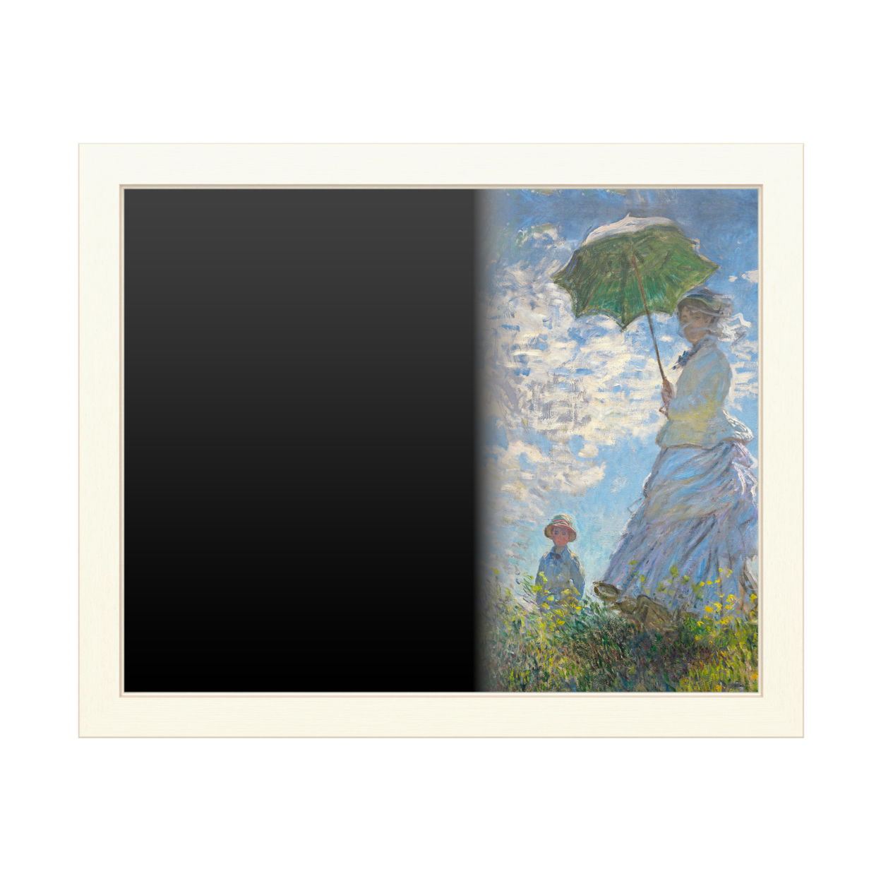 16 X 20 Chalk Board With Printed Artwork - Claude Monet Woman With A Parasol 1875 White Board - Ready To Hang Chalkboard