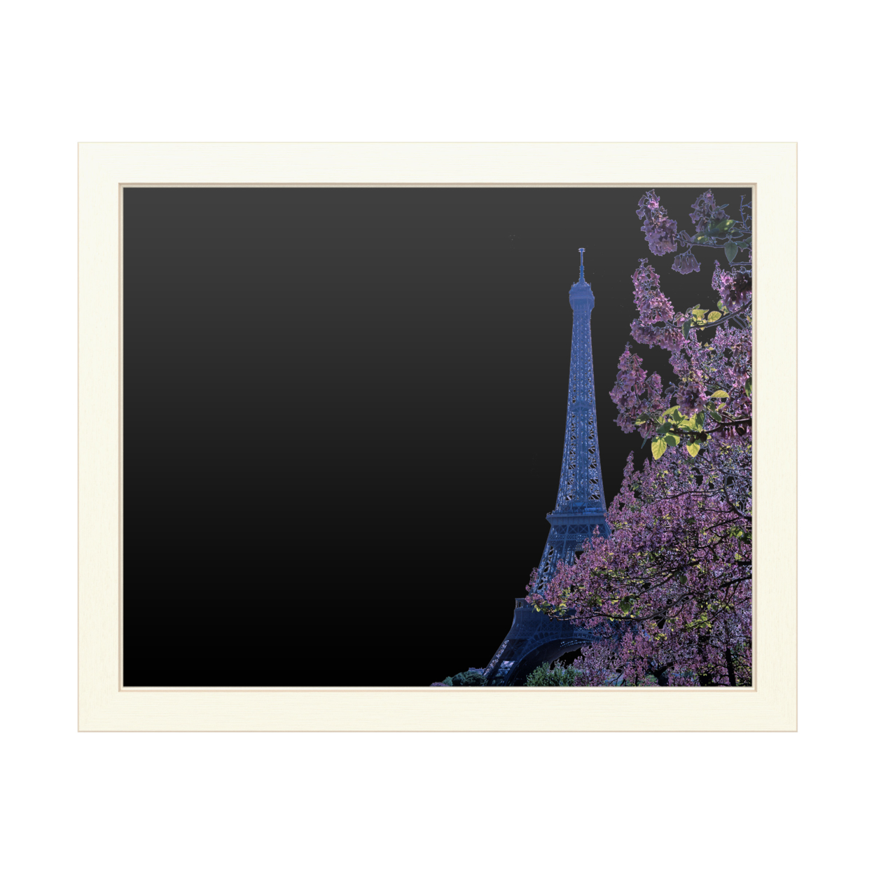 16 X 20 Chalk Board With Printed Artwork - Kathy Yates Eiffel Tower With Blossoms White Board - Ready To Hang Chalkboard