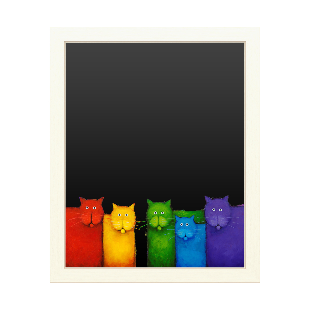 16 X 20 Chalk Board With Printed Artwork - Daniel Patrick Kessler Rainbow Cats White Board - Ready To Hang Chalkboard