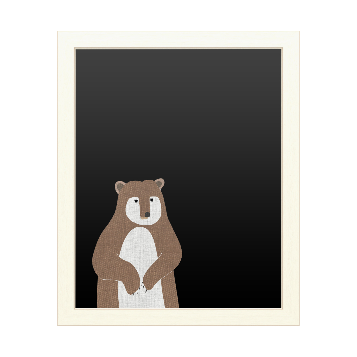 16 X 20 Chalk Board With Printed Artwork - Annie Bailey Art Brown Bear Linen White Board - Ready To Hang Chalkboard