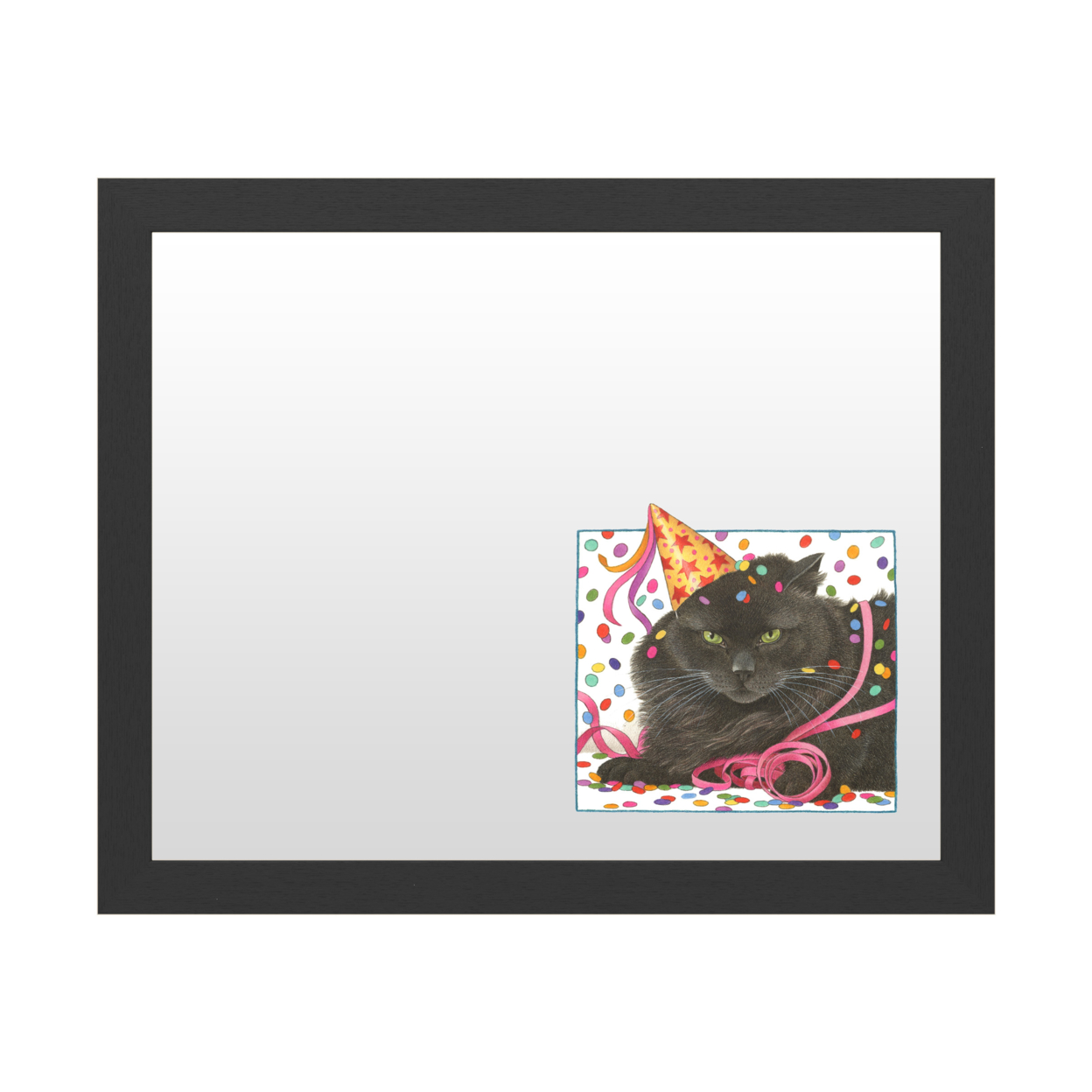 Dry Erase 16 X 20 Marker Board With Printed Artwork - Francien Van Westering Black Cat Birthday White Board - Ready To Hang