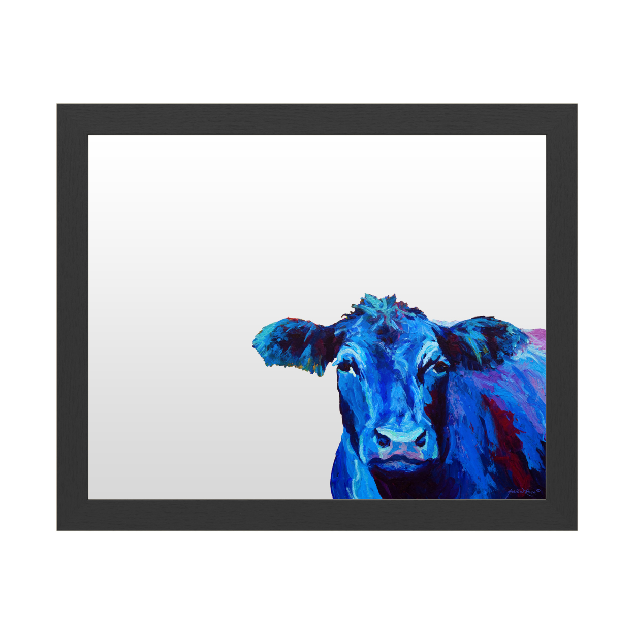 Dry Erase 16 X 20 Marker Board With Printed Artwork - Marion Rose Blue Cow White Board - Ready To Hang